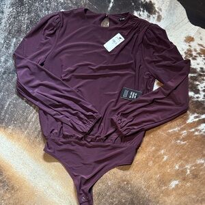 Express Burgundy Long Sleeve Bodysuit